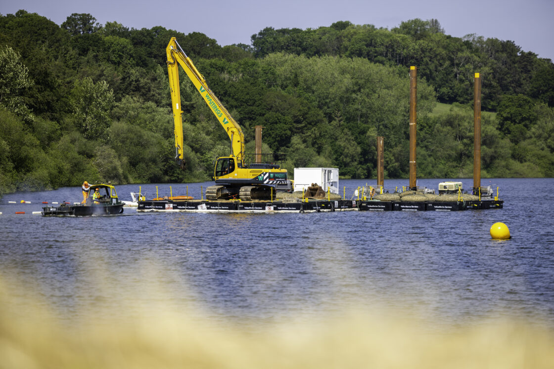 Bank repairs being made to Ardingly Reservoir