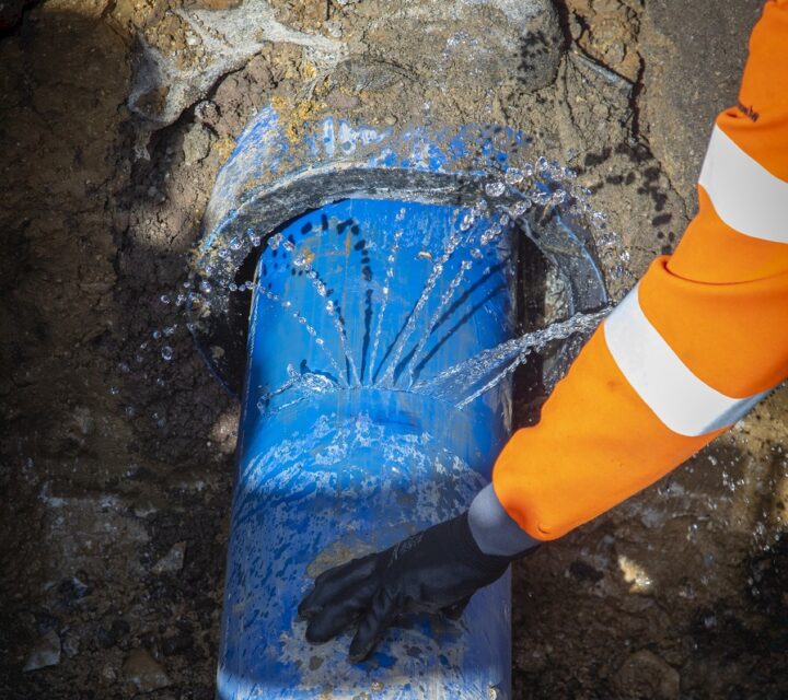 A leak on a water pipe